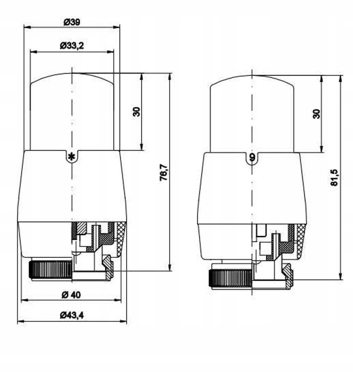 Vario-Term Master Thermostatische Radiatorafsluiter Rechts Zwart