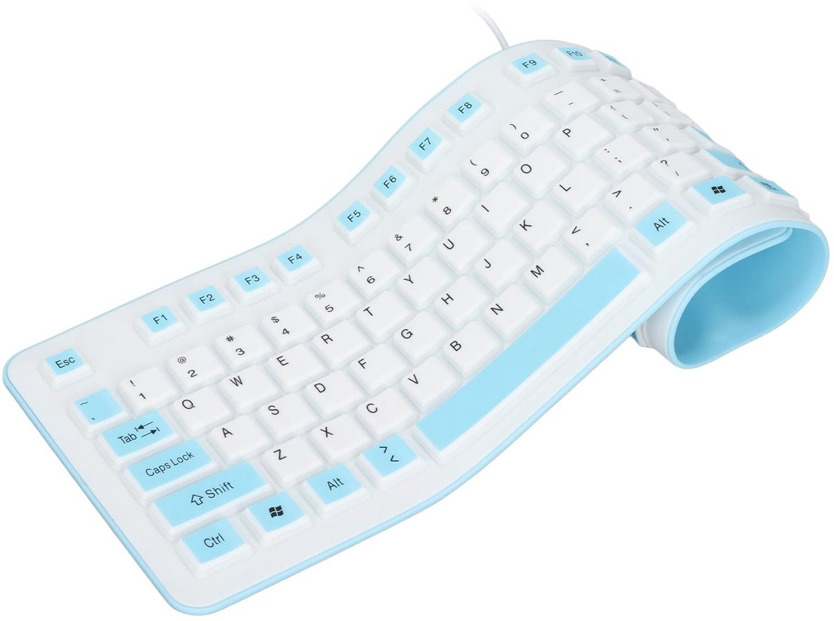 Dailygoods - Opvouwbaar Toetsenbord - USB en Bluetooth - Waterdicht en Stofdicht - Blauw - 106 Toetsen - Handig voor Thuis en Op Reis