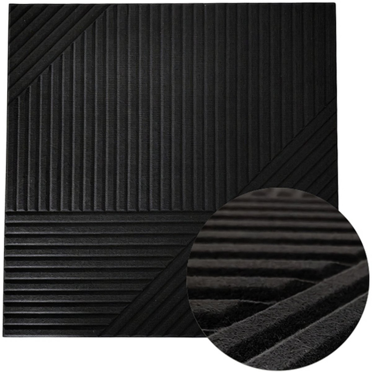 IVOL Akoestisch wandpaneel - 5 stuks - 60x60cm - Vilt - Geometrisch motief Zwart - Wandpanelen