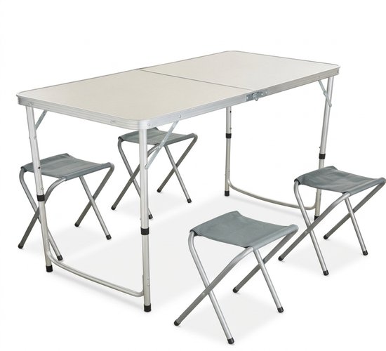 Kynast Camping Klaptafel Set - 5-delig - Aluminium - Tafel met 4 Krukjes van Kynast — afbeelding 3
