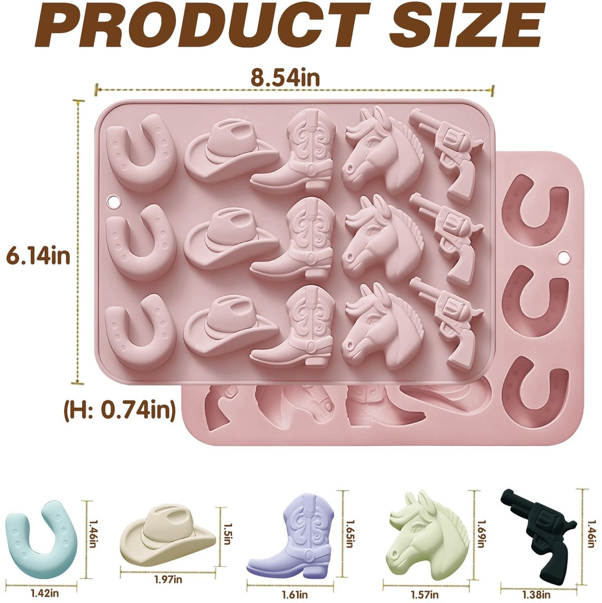 Dailygoods- Chocoladevorm 2 Stuks - Siliconen Snoepvormen - Western Themafeest - Oven- en Vriezerbestendig - Flexibel en Niet-giftig - Makkelijk te Ontmallen - Bakvorm