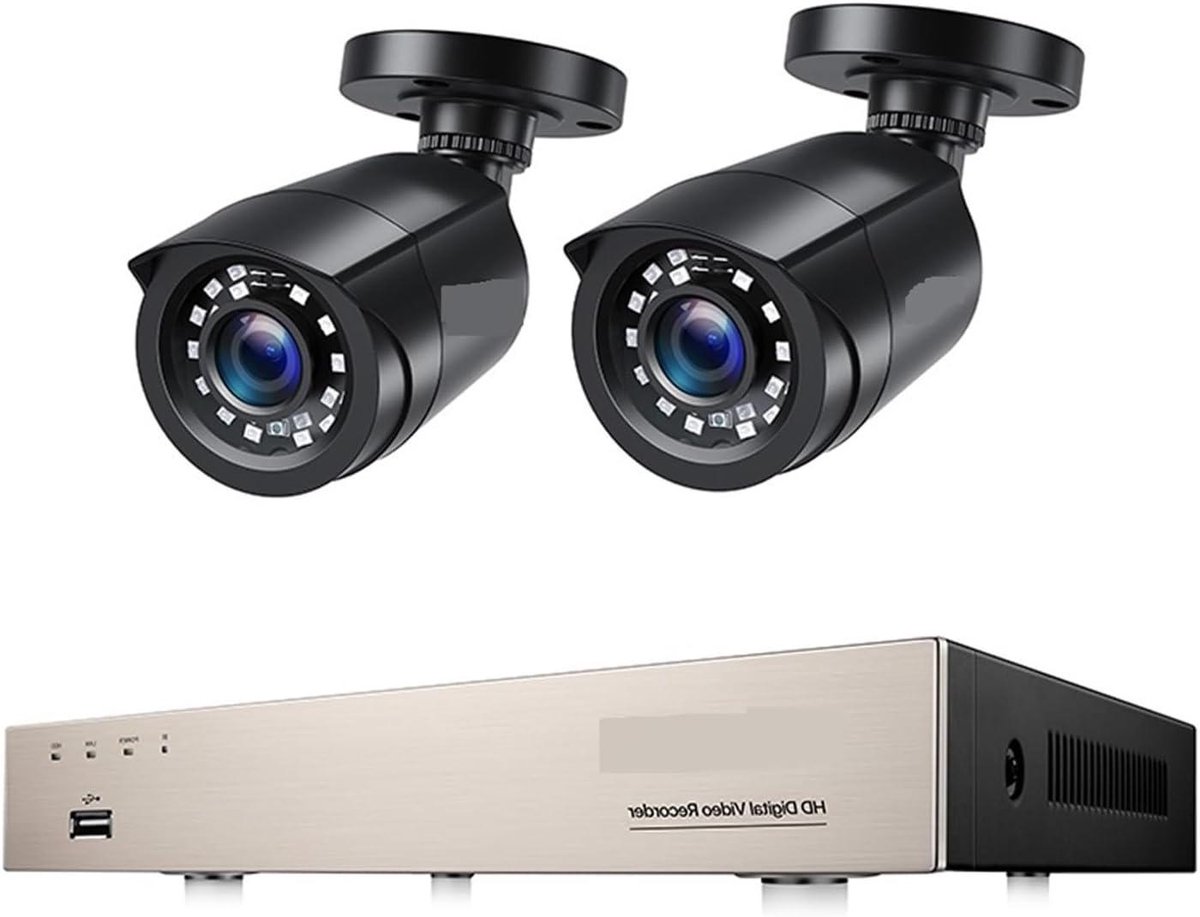 Beveiligingscamerasysteem - Bewakingscamera Kit - Huisbewaking Buiten - Bewegingsdetectie Meldingen - 8 Kanaals DVR - Zwart