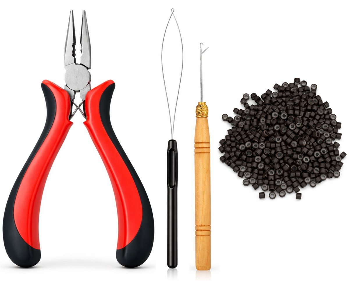 Guardian Beauty Micro Ring SET - met Siliconenset - 1000 stuks - Donkerbruin - Haar Extensions