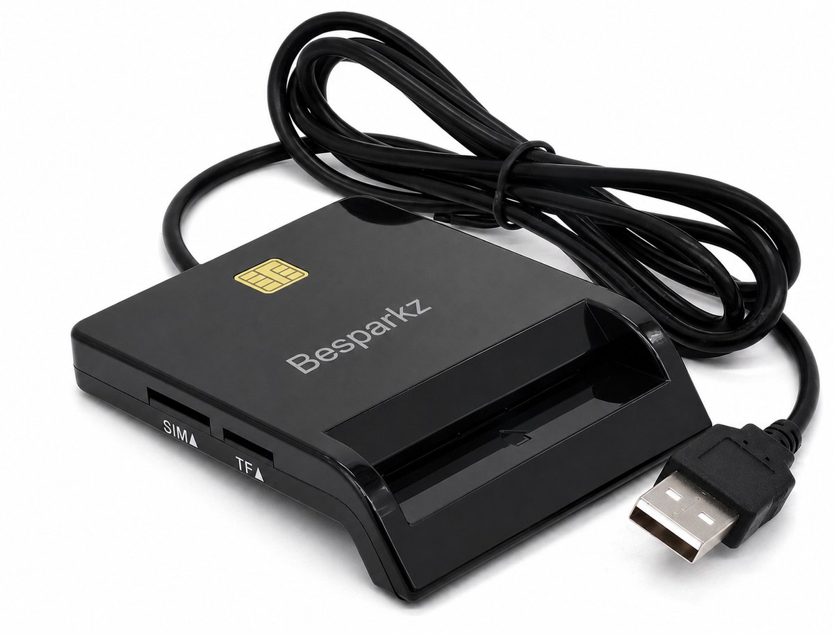 BeSparkz eID & SD kaartlezer identiteitskaart- eID Kaartlezer USB A & C - ID Kaartlezer Belgie - ID Card Reader