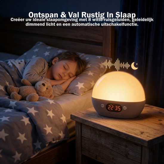 Inga Smart Wake up Light with Wifi App & Bluetooth-luidspreker - Lichtwekker - Zonsopgangwekker - Digitale wekker met 11 White Noise Sound Machine voor kinderen en volwassenen van Inga — afbeelding 2
