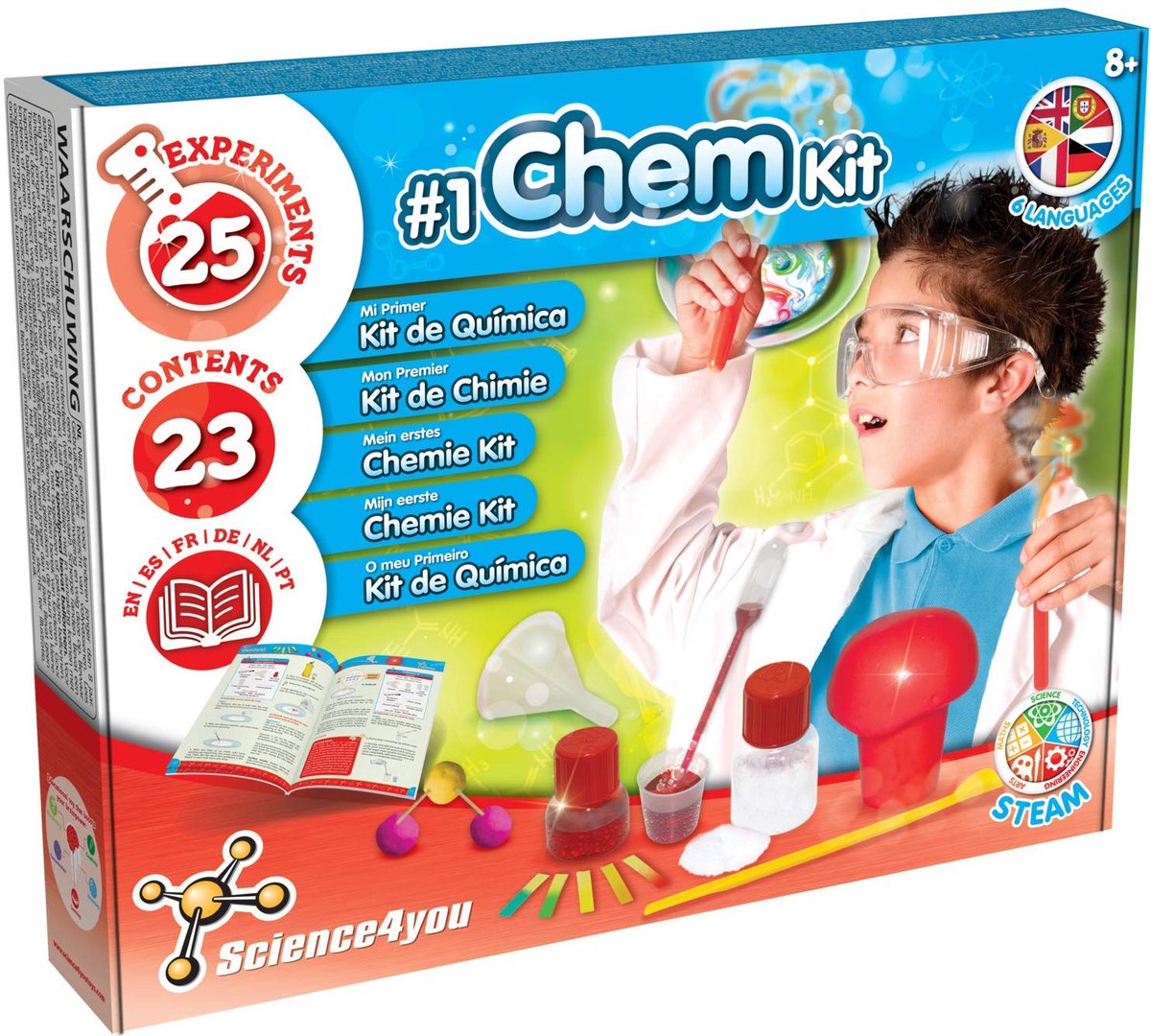 Science4you - Chemielaboratorium voor Kinderen +8 Jaar - Wetenschapskit met 25 Scheikunde-experimenten voor Kinderen: Explosieve Wetenschap - Scheikundespel en Educatieve Spellen voor Kinderen +8 Jaar