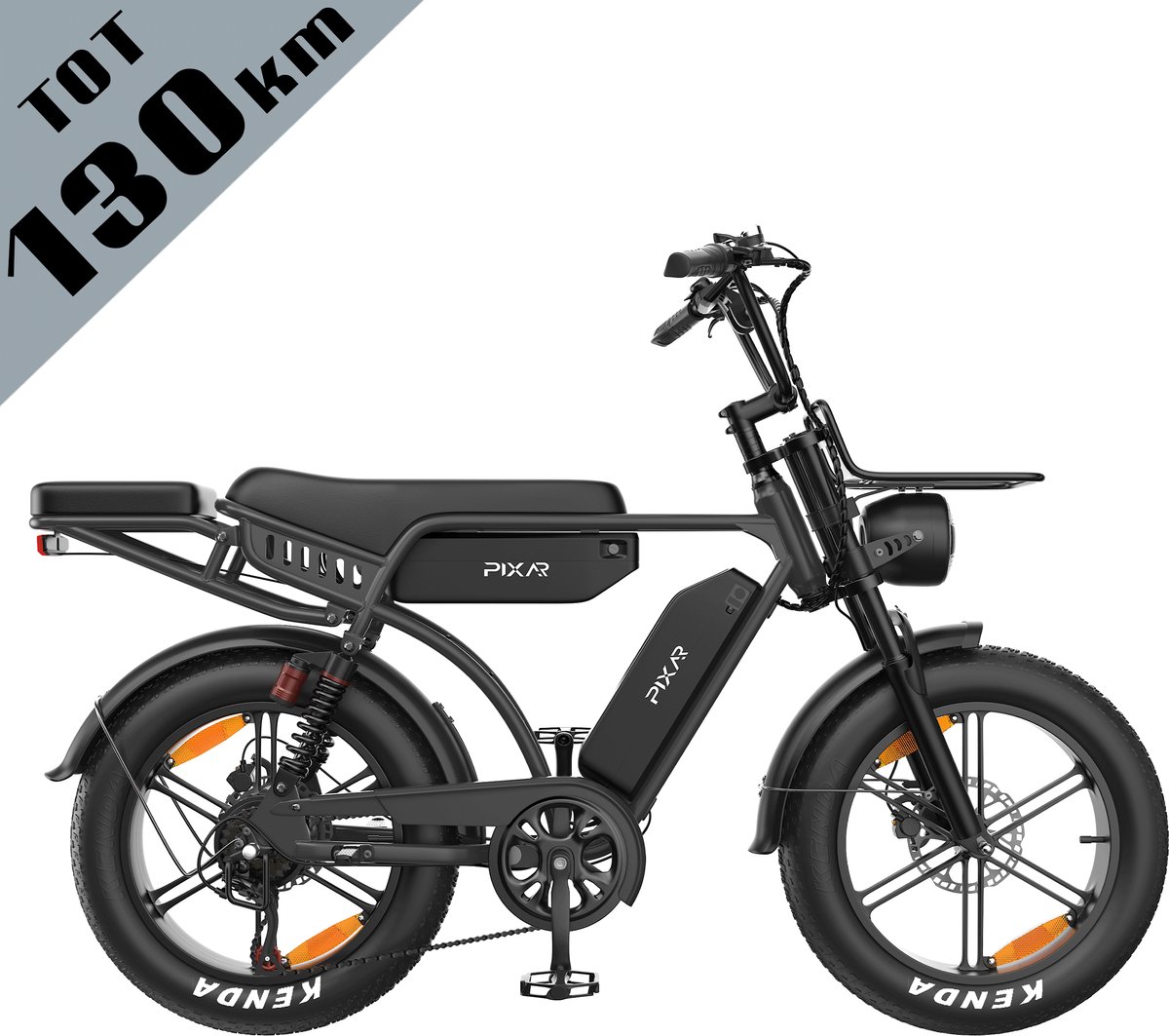 Galaxy M9 Elektrische Fiets 20 Inch Fatbike - Dubbele 35Ah EVE Accu - Tot 130 km Bereik - 250W Motor - Hydraulische Schijfremmen - Shimano 7 Versnellingen - LCD Display met NFC-zwart