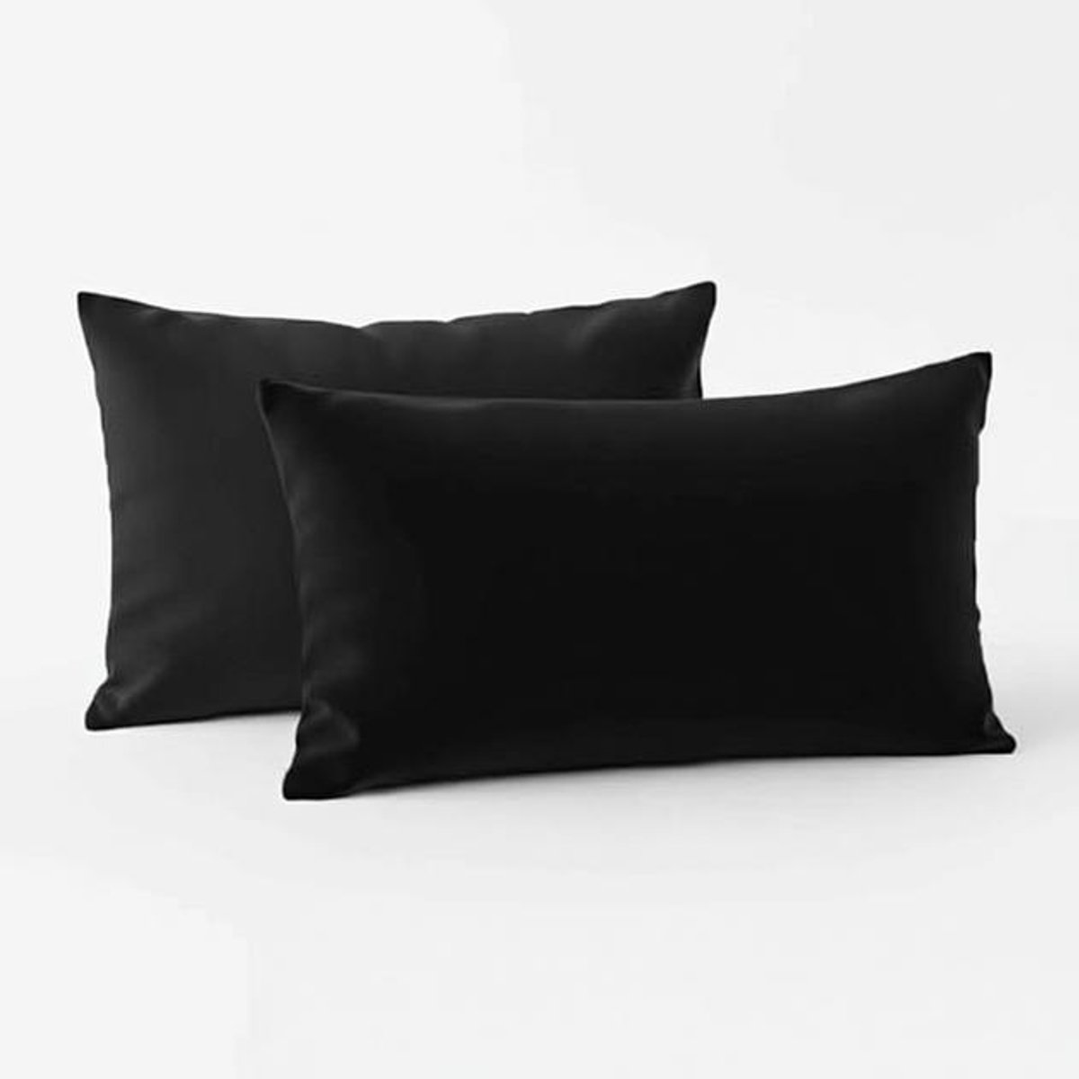 ElleMooi Kussensloop 40x80 cm - set van 2 - versterkt katoen - zwart - 57 draden/cm² - met ritssluiting