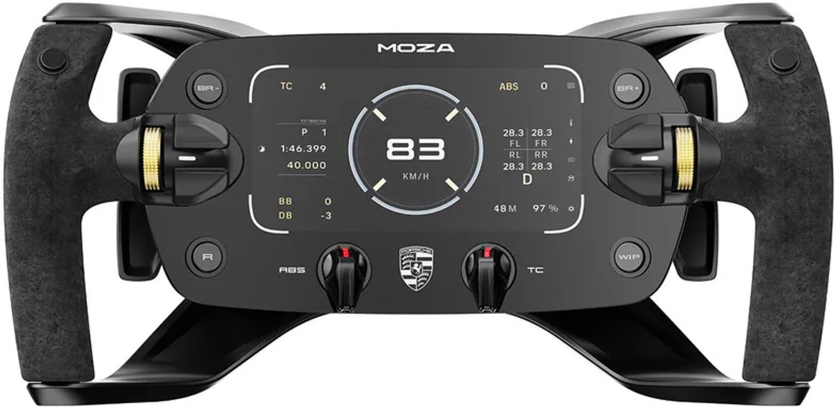 MOZA Porsche Mission R Sim Racing Steering Wheel – Officieel Gelicentieerde 320 mm GT Wheel met 5.4” Flexible OLED Display - PC