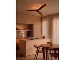 CREATE - Plafondventilator stil 40W (Ø132cm) - Sfeerlicht LED - Afstandsbediening - 6 snelheden - Programmeerbaar - WIND CALM CUSTOM RATTAN