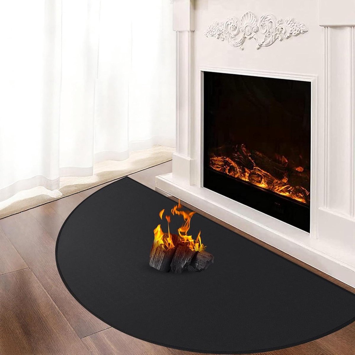 Vuurvaste onderlegger - Brandwerende mat - Vloer beschermen - Drielaags materiaal - 100 x 60 cm - Zwart