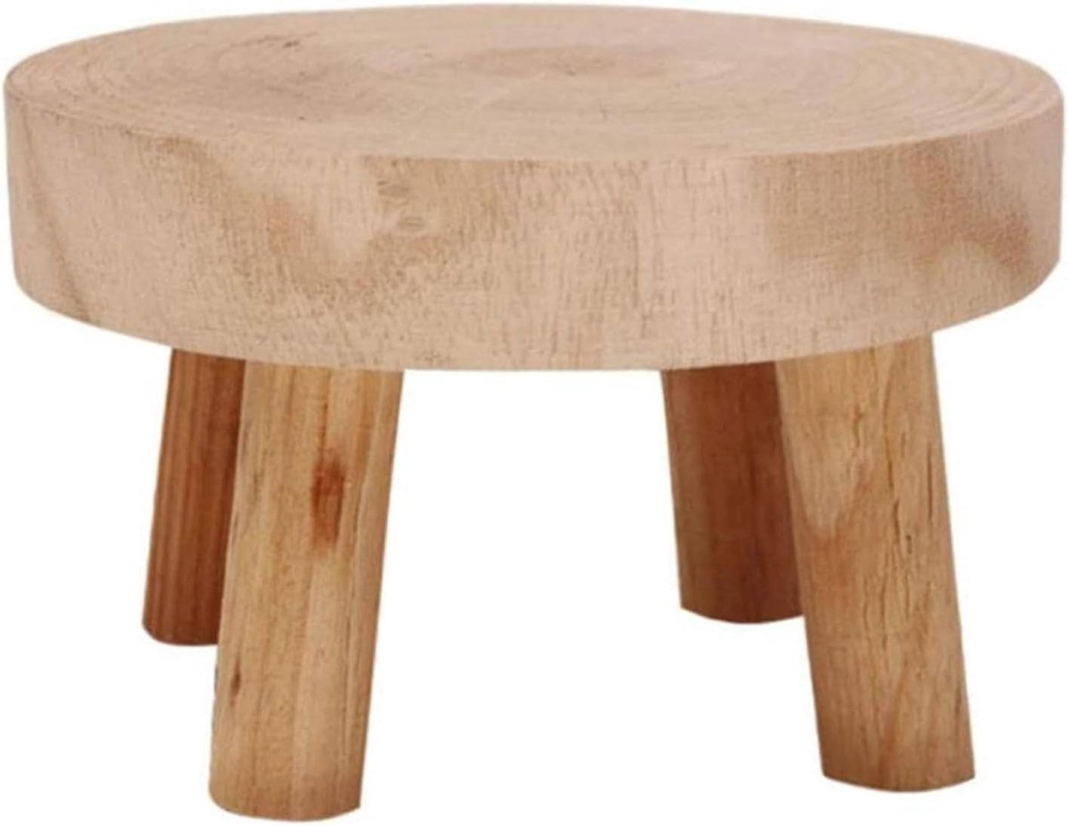 Plantenkruk Hout - Bloemenstandaard Verhoging - Planten Decoratie - Solide Stevig Ontwerp - M 17x9cm - Houtkleur
