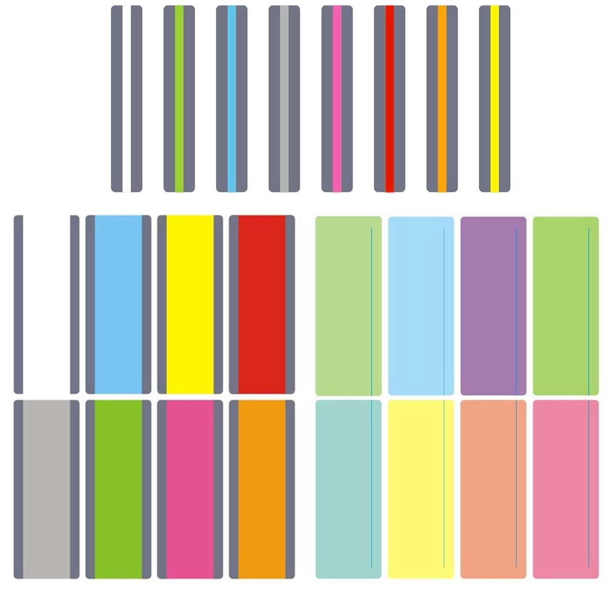 Leesstrips - Tracking linialen - Oefenen met lezen - Vermindert visuele stress - 24 stuks - Meerkleurig