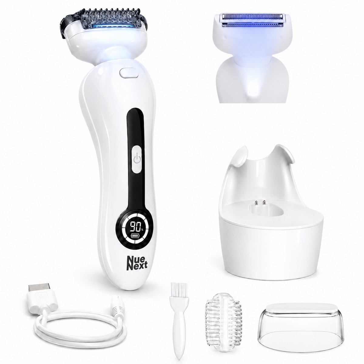 Bol.com NueNext 3 in 1 Ladyshave Voor Vrouwen Gezicht - Oksels - Benen - Bikinilijn - Scheerapparaat Vrouw - Trimmer dames - Lad... aanbieding