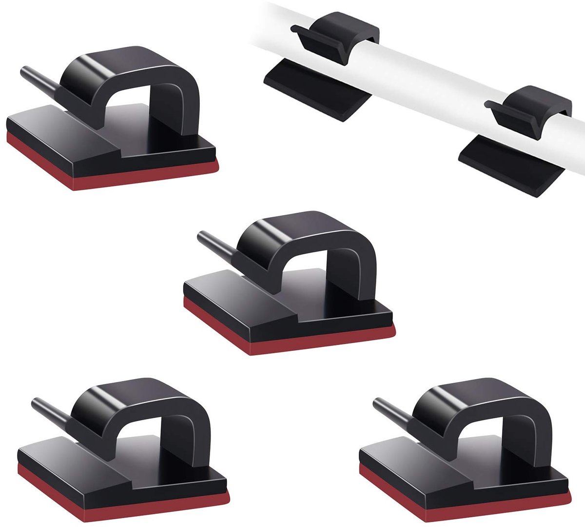 Zelfklevende Kabelclips - Kabelmanagement Organizer - Voor TV, PC en Laptop Kabels - Zwart - 50 Stuks
