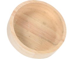 Houten Voerbakje - Klein Dier Bakje - Voeren Kleine Huisdieren - Stabiel Ontwerp - 8x8x2 cm - Beige