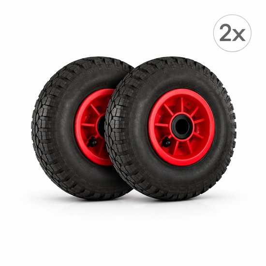 2x PD® Kruiwagenwiel / Bolderkarwiel / Steekwagenwiel – 26 cm – Luchtband – 136 kg Draagvermogen