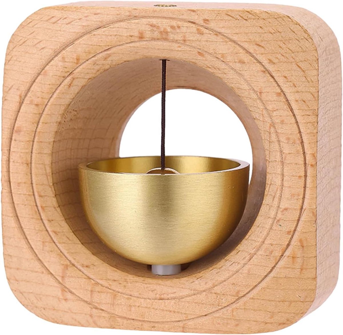 Deurbel Hout Messing - Winkelbel Klokje - Gasten Aankondigen - Magnetische Bevestiging - 8.8 x 8.3 x 6.3 cm - Houtkleur