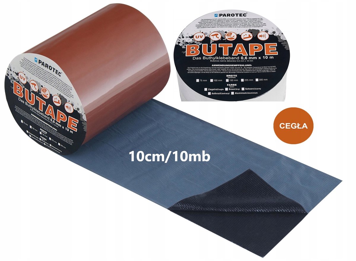 Parotec BuTape Butyl Dakband 10cm x 10m - Baksteenkleurig