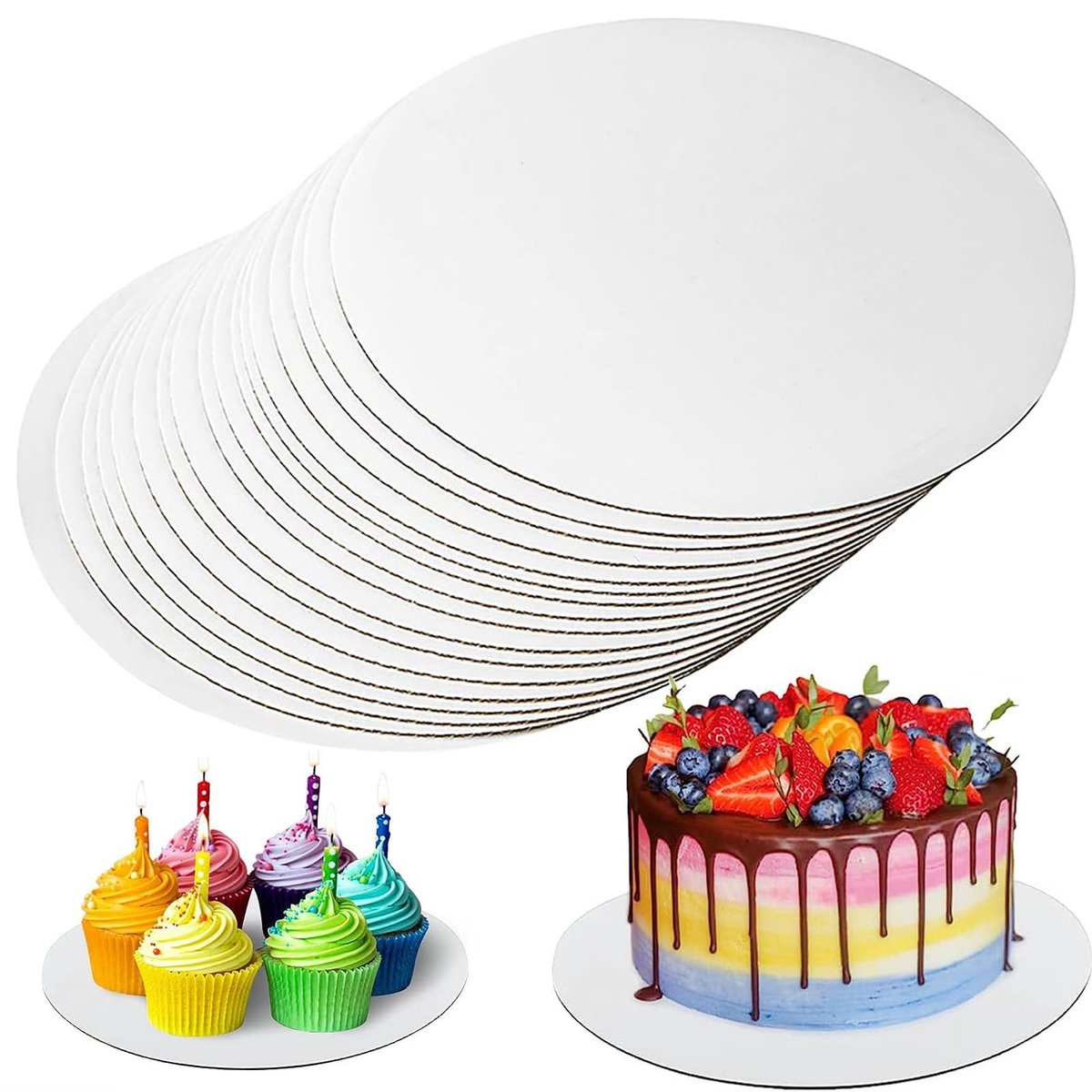 Dailygoods- Taartbord 10 stuks - Ronde Taartplank 25 cm - Voedselveilig Karton - Stevige Structuur - Perfect voor Taarten - Wit