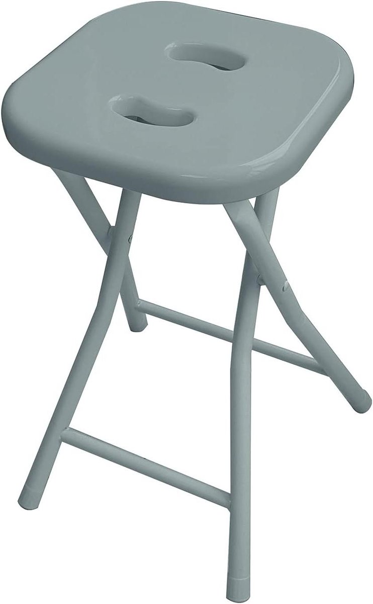 Opvouwbare kruk - Badkamer kruk - Comfortabel zitten - Stevig metaal frame - 46.5 cm hoog - Grijs