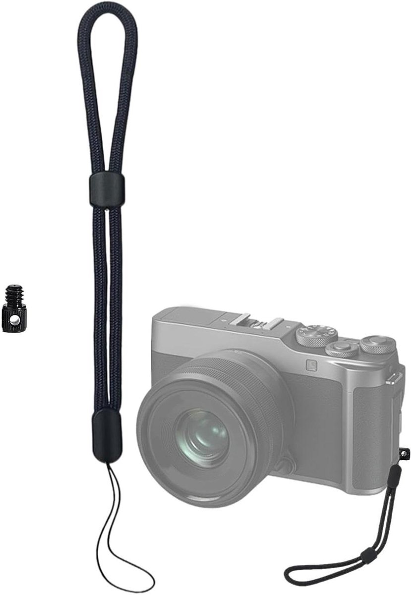 Camera polsriem - Veiligheidskabel - Fotografie Stabiliteit - Anti-roest materiaal - 15 cm lengte - Zwart