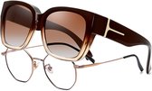 Gepolariseerde Overzet Zonnebril - Overzetzonnebrillen - Overzet Zonnebril Groot Model - 2-in-1 zonnebril - Hardloopbril - UV400-bescherming - Voor heren en dames - Trendy Vierkant Montuur - voor Fietsen, Hardlopen, Fietsen, Skateboarden, Skiën