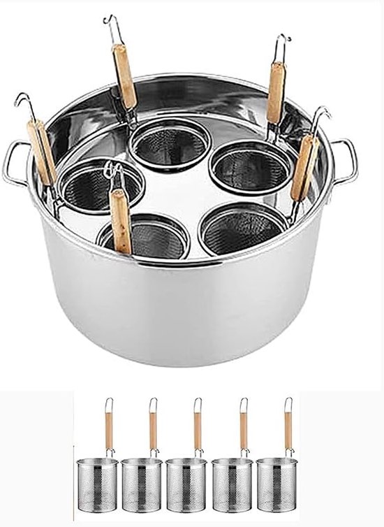 Pastapan met Zeef - Kookpan Pasta - Pasta Koken Afgieten - Meerdere Compartimenten - 4 Gaten - Zilverkleurig — afbeelding 5