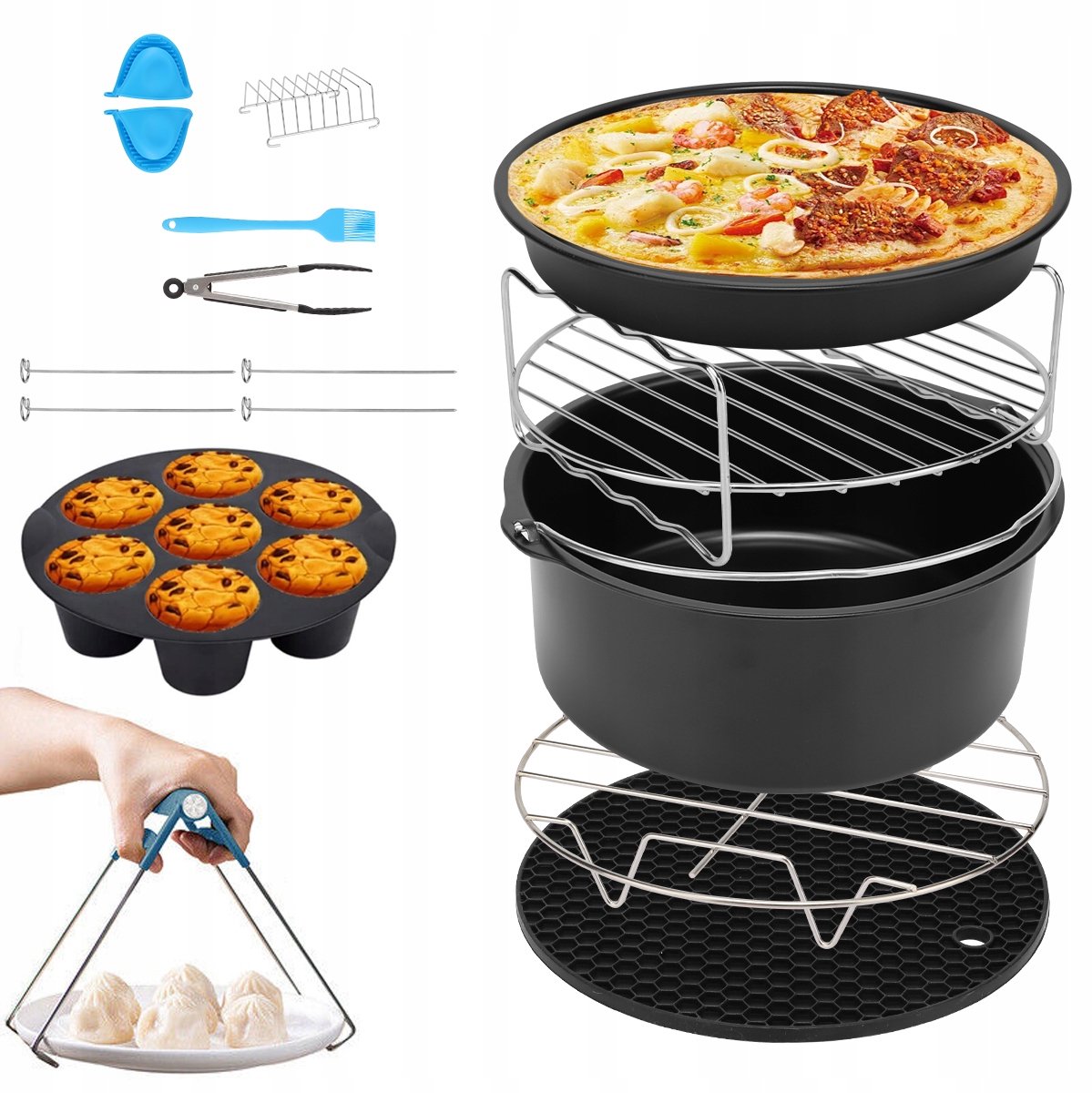 13-delige Airfryer Accessoireset - 8 inch - Bakken & Grillen