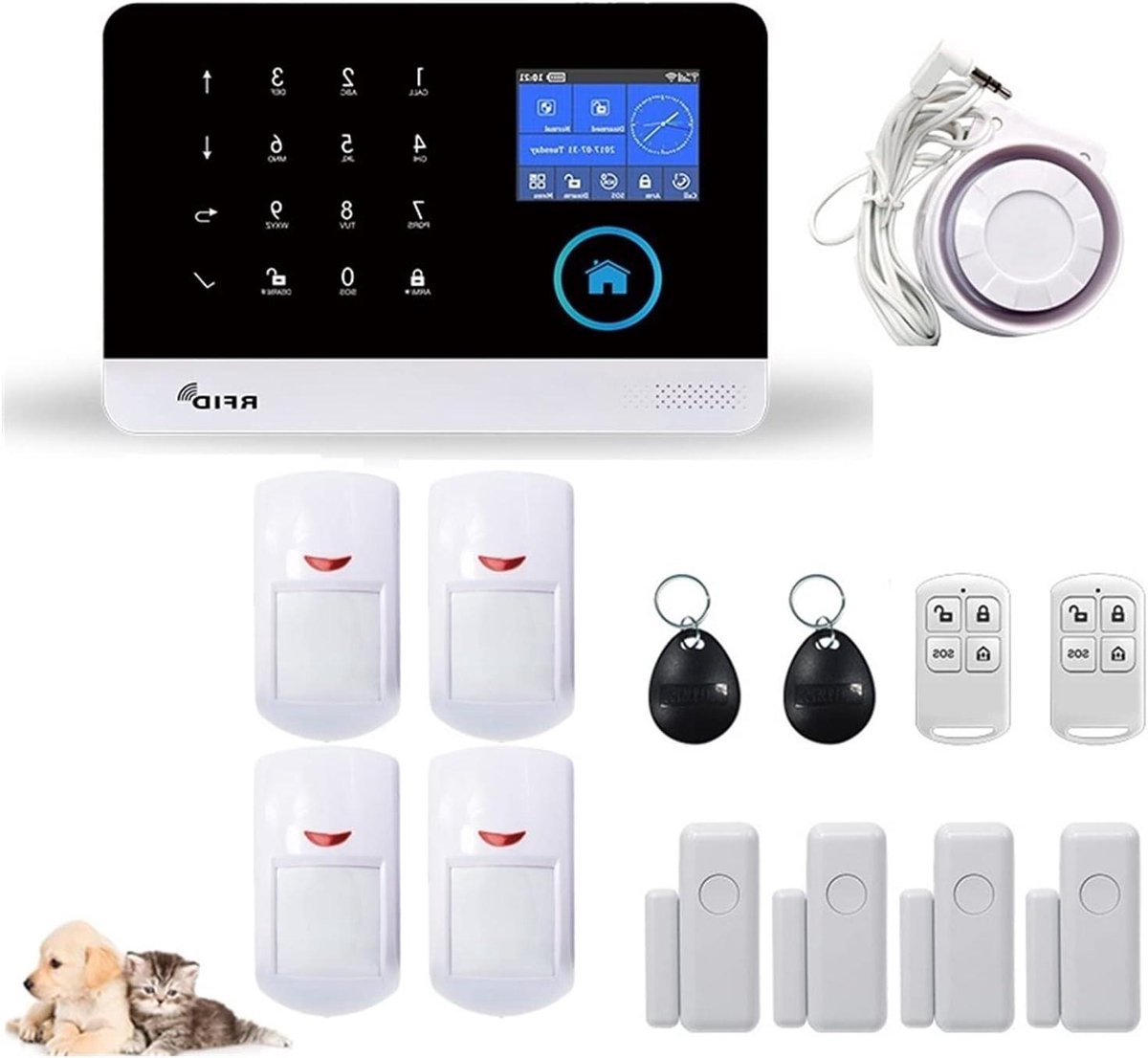 Draadloos GSM alarmsysteem - Home security - Huis beveiligen - APP bediening - 100 detectoren - Wit