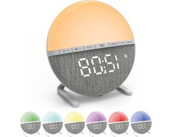 SUNOYA Daylight Alarm Clock, Light Alarm Clock, Sunrise Alarm Clock, Wake-up Light, Alarm Clock with Light, Digital Light Alarm Clock with LED Display, 7 Ringtones, 7 Colours, Bedside Lamp for Bedroom