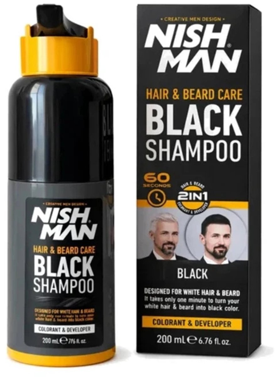 Nishman - Hair&Beard - Black Shampoo - 200 ml / 2in1 Conditioner & Developer / 60 seconds