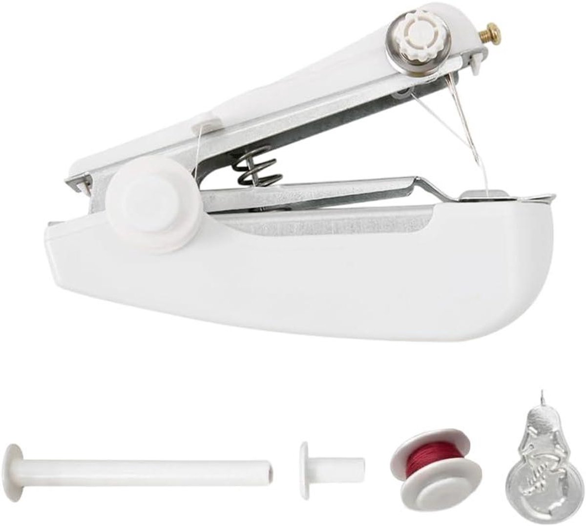 Mini Naaimachine - Draagbaar Apparaat - Kleding Repareren - Handmatig Bedienbaar - 10 x 2.5 x 7 cm - Wit