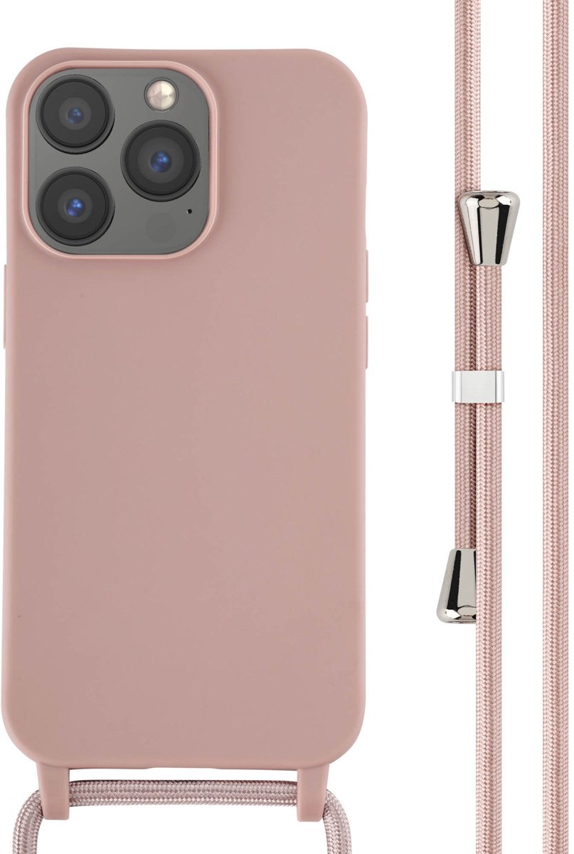 imoshion Hoesje - Geschikt voor Apple iPhone 13 Pro - Siliconen hoesje met koord - Sand Pink