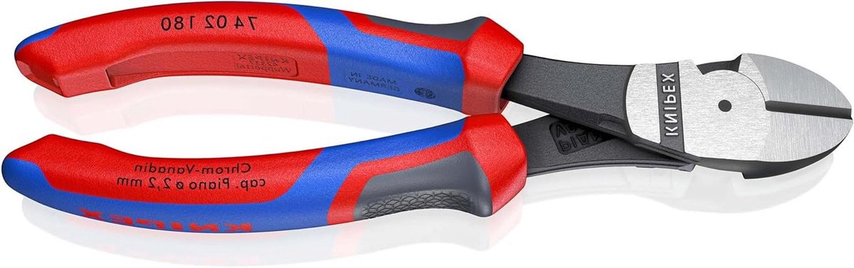 Kracht-zijsnijtang - Zijsnijtang - Precisie knippen - Geharde snijkanten - 180 mm - Zwart
