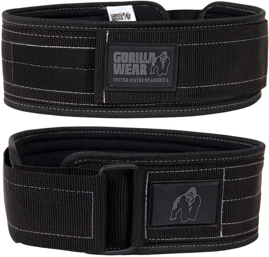 Gorilla Wear 4 Inch Nylon Lifting Belt Zwart M/L
