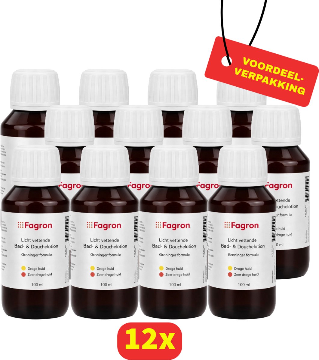 Fagron - Licht vettende Bad & Douchelotion - Groninger formule - 12x 100ml - Voordeelverpakking!