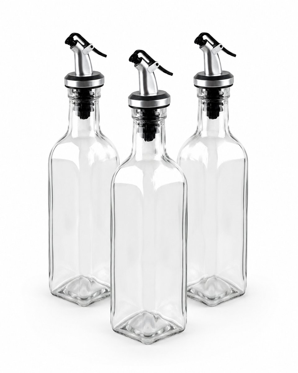 STAR&STER Oliefles 500 ml Glas – Olie- en Azijnfles met Schenktuit