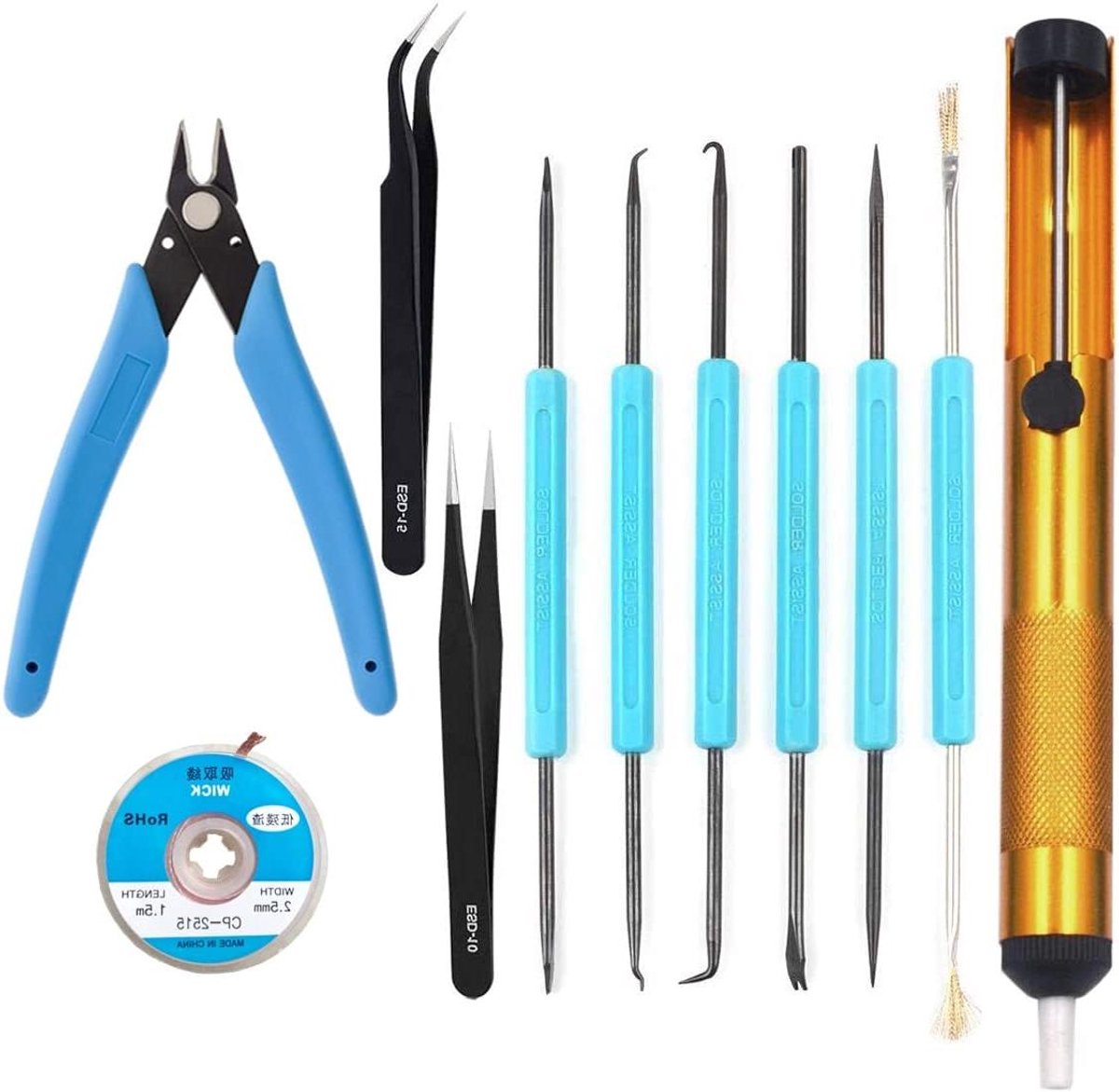 Soldeer en Desoldeer Kit - Lashulpmiddelen Set - Elektronica Reparatie - Compleet Gereedschap - 11 Stuks - Niet gespecificeerd