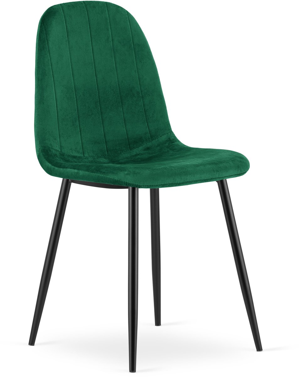 Eetkamerstoel PADVA – Groen fluweel – Zwarte metalen poten - Modern design