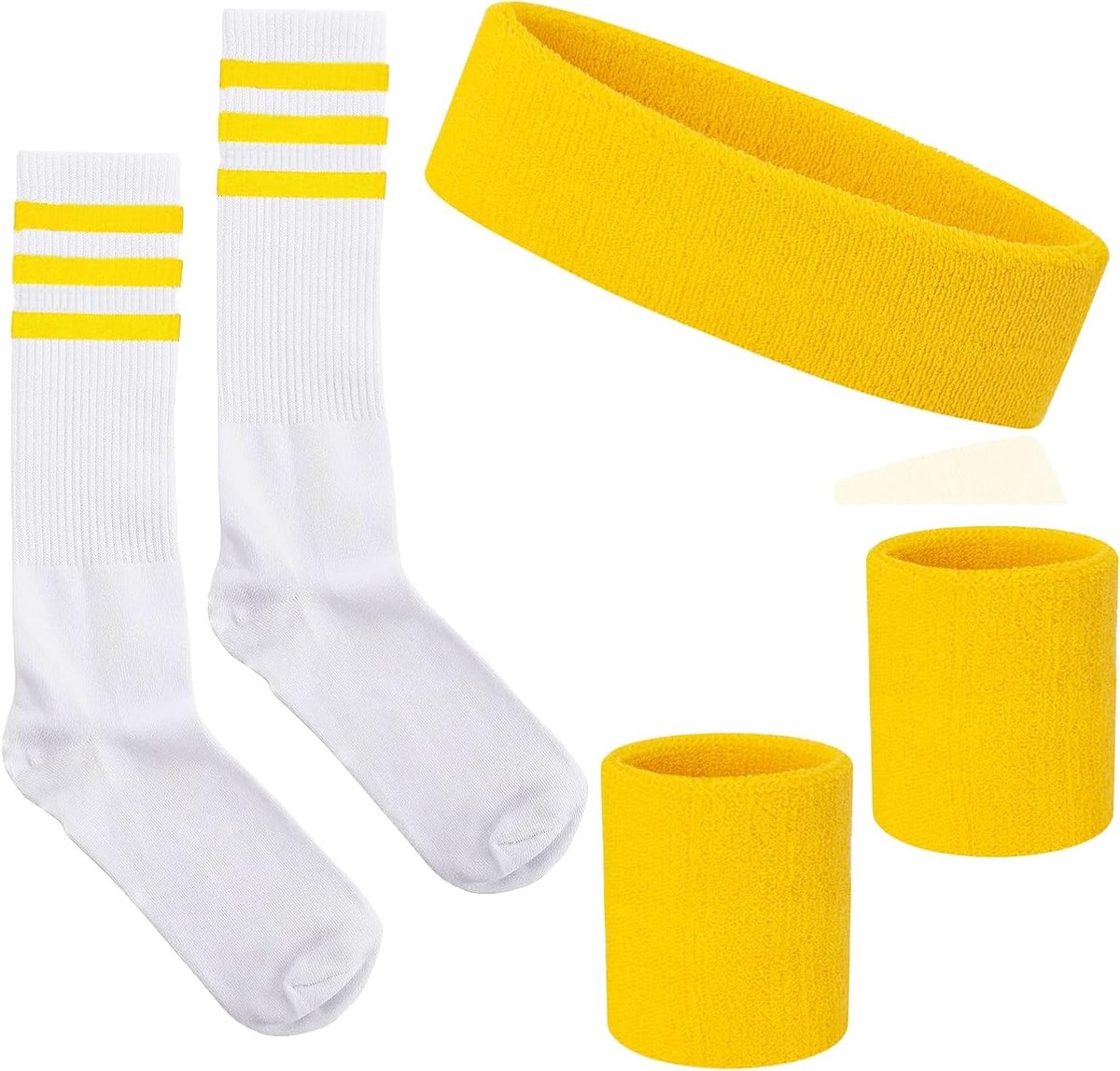 Gestreepte Sweatbands en Sokken Set - 80s Kostuum Accessoires voor Mannen en Vrouwen - Sportieve Polsbandjes en Fitness Hoofdbanden