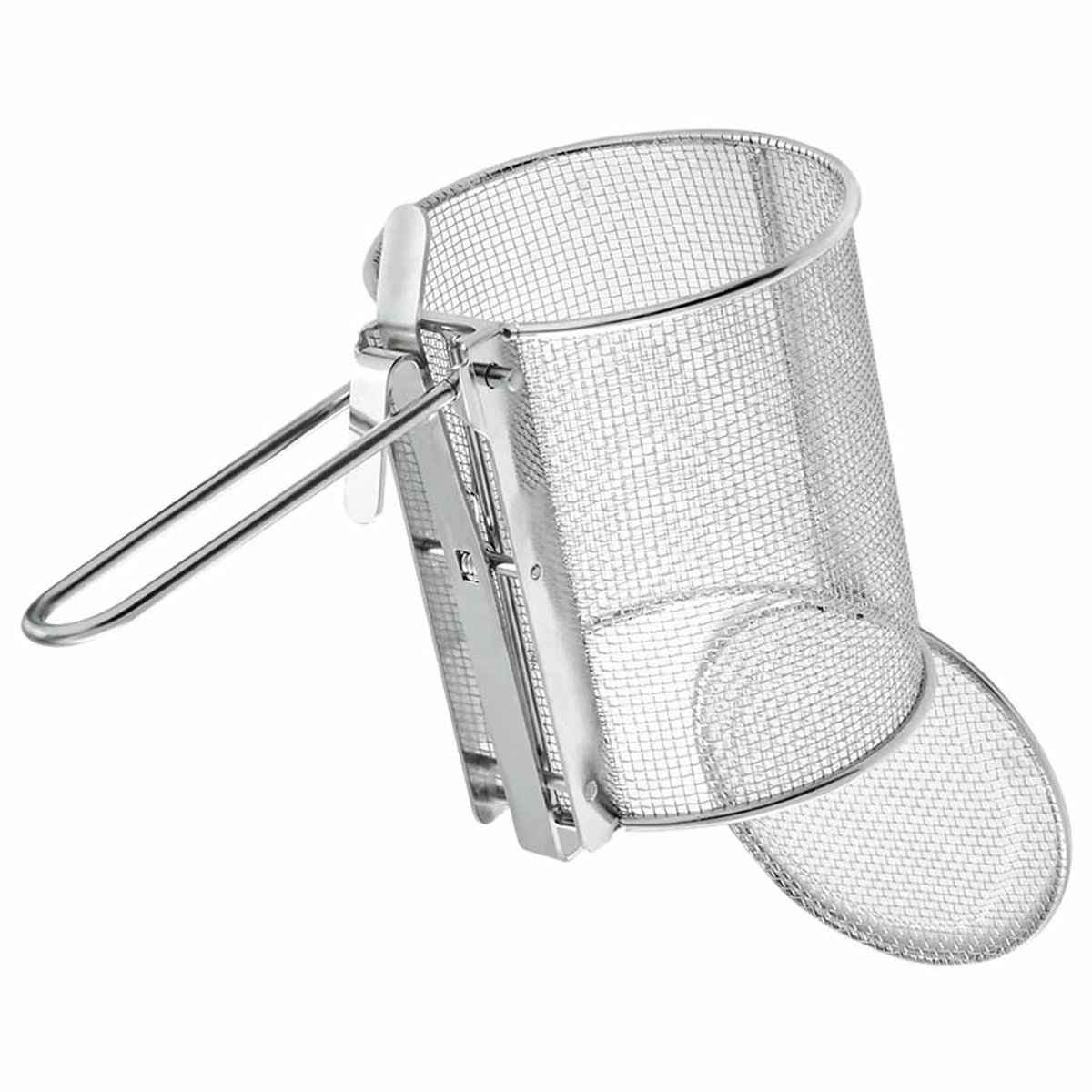 Opvouwbaar RVS Kookmandje - met Uitklapbare Bodem - Inklapbare Handgreep - 25 x 12,5 x 13.5 cm