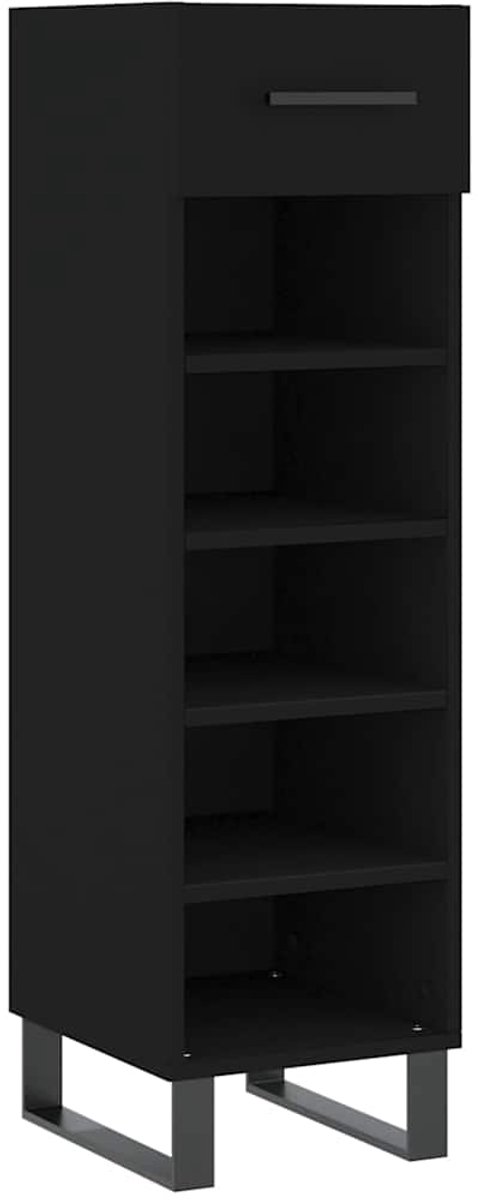 vidaXL Schoenenkast - 30x35x105 - cm - bewerkt - hout - zwart