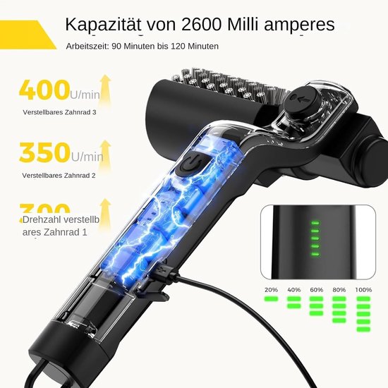 Elektrische roterende grillborstel - Verstelbare draadloze barbecueborstel - Grillreinigingsborstel - Staaldraad, PA66+30GF, Reiniging van zware olievlekken voor barbecuegrills, zwaar gereedschap zorg van Merkloos — afbeelding 2