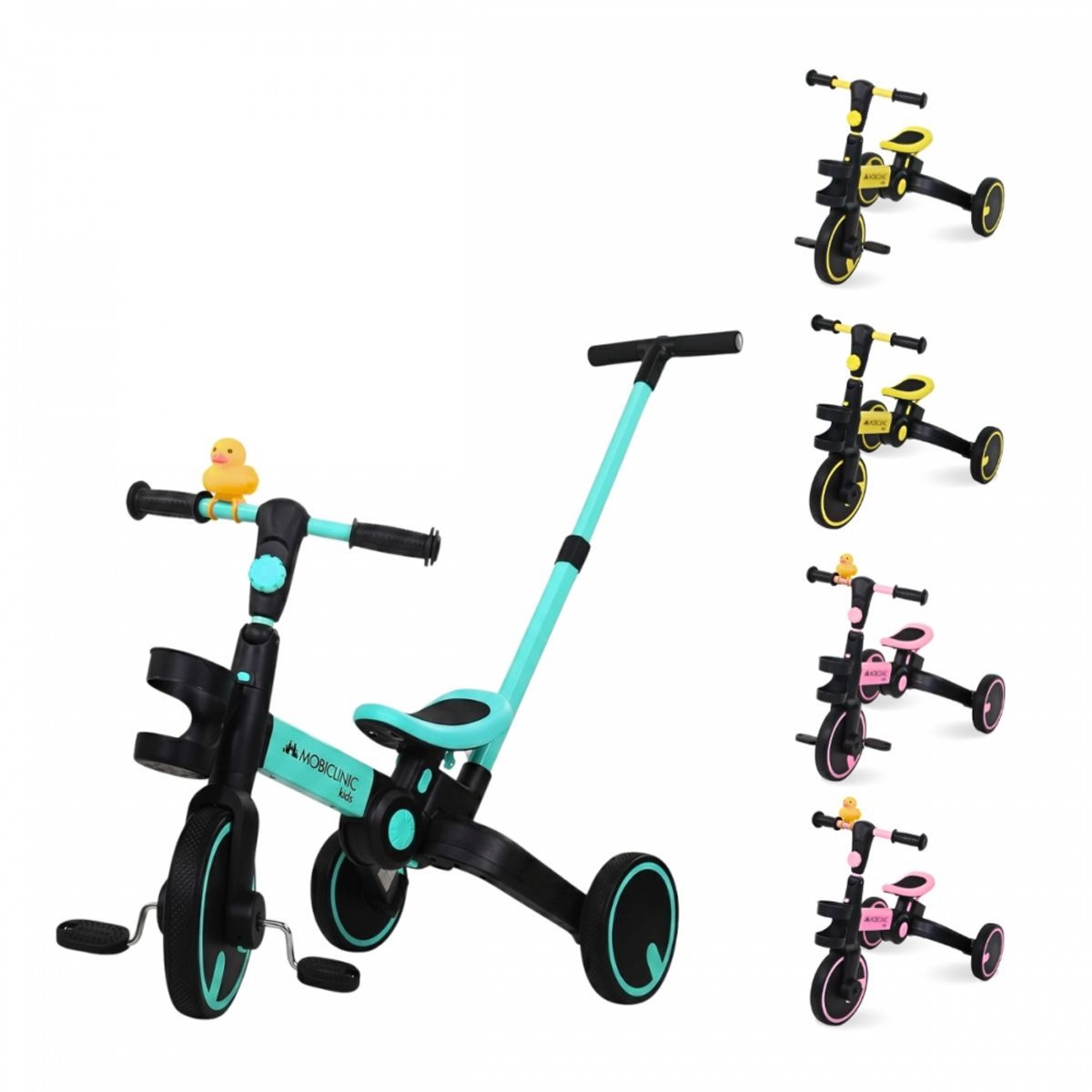 Mobiclinic Chase - Driewieler - 5-in-1 - Evolutionair - Verstelbaar stuur - Max 25 kg - Met duwstang - Opvouwbaar - 1 tot 5 jaar - Blauw