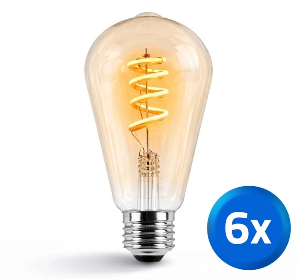 Zigbee E27 spiraal filament lampen - Voordeelset van 6 - Dual White - Amberkleurig - 4 watt - 330 lumen - Slimme bediening met Smart Life App - Slimme verlichting