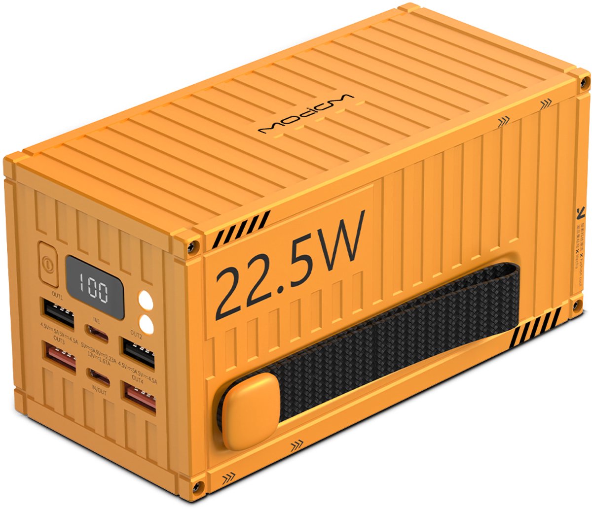 Wopow Powerbank met 6 USB-Poorten (2x USB-C + 4x USB-A), PD35, 50.000mah, 22.5W, Oranje, 6933185721979