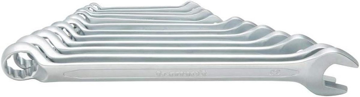Ringsteeksleutelset - Combinatiesleutels - Klusjes Uitvoeren - Ringzijde Diep Gebogen - 10-32mm 12-delig - Zilver
