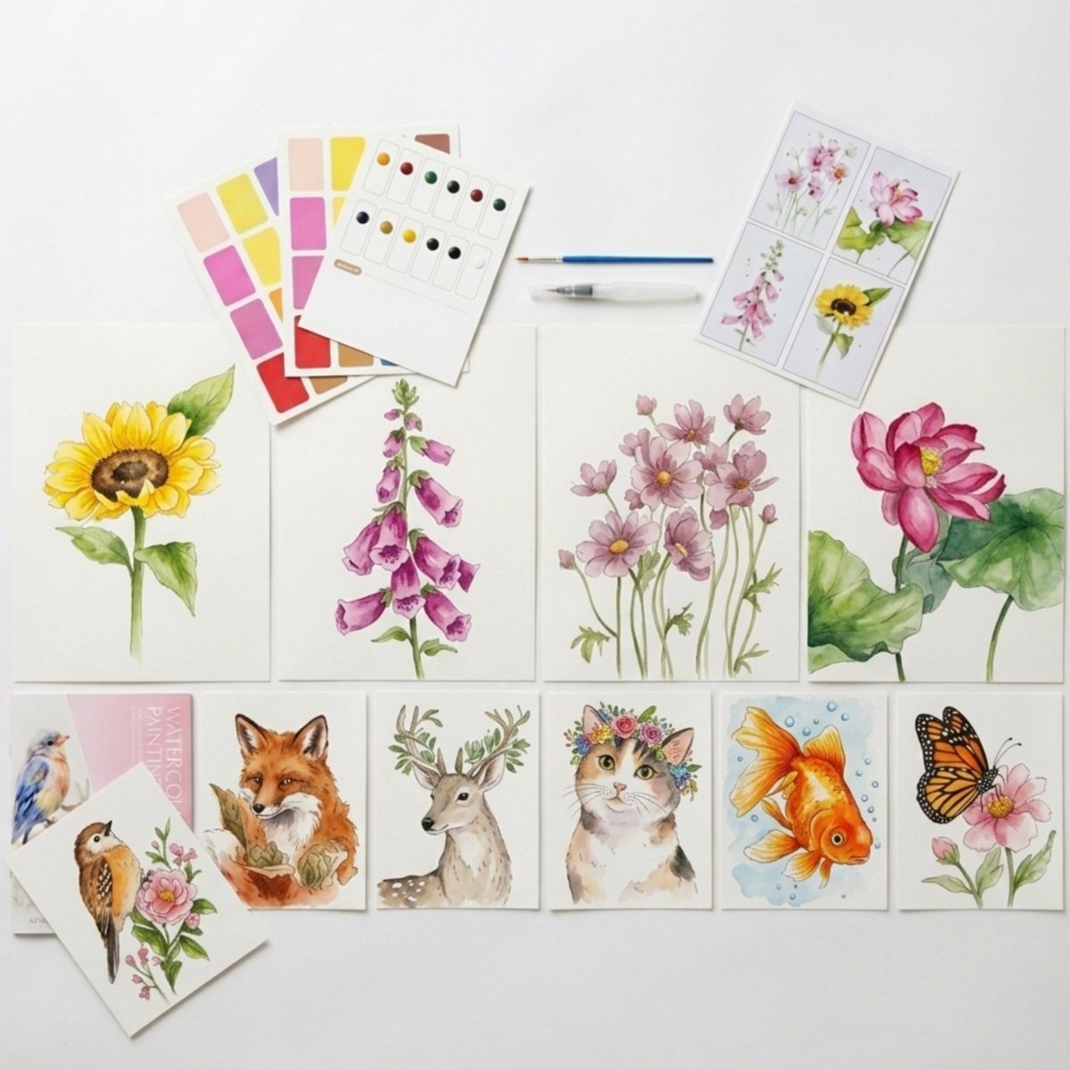 Aquarel Deluxe Set Inclusief Tools | Aquarel Schetsboek Aquarelpapier | Waterverf Boek Papier | Aquarel Starterspakket Verf Startersset | Waterverf Werkboek voor Volwassenen | Schilderset Hobbypakket