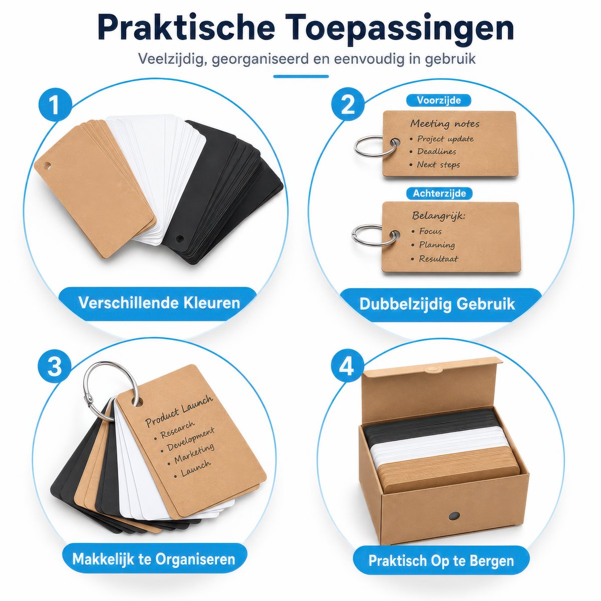 300 Stuks Blanco Mini Kraft Kaarten met 20 Klikringen & Papier Gaatjestang - Flashcards in Bewaarbox - Systeemkaarten Ringen - Karton Flitskaarten - Kraftpapier Cadeaulabels/ Bedankt Kaartjes - Lege Wenskaarten\Naamkaartjes - Kleine Verjaardagskaart — cadeau in Hobby - foto 4
